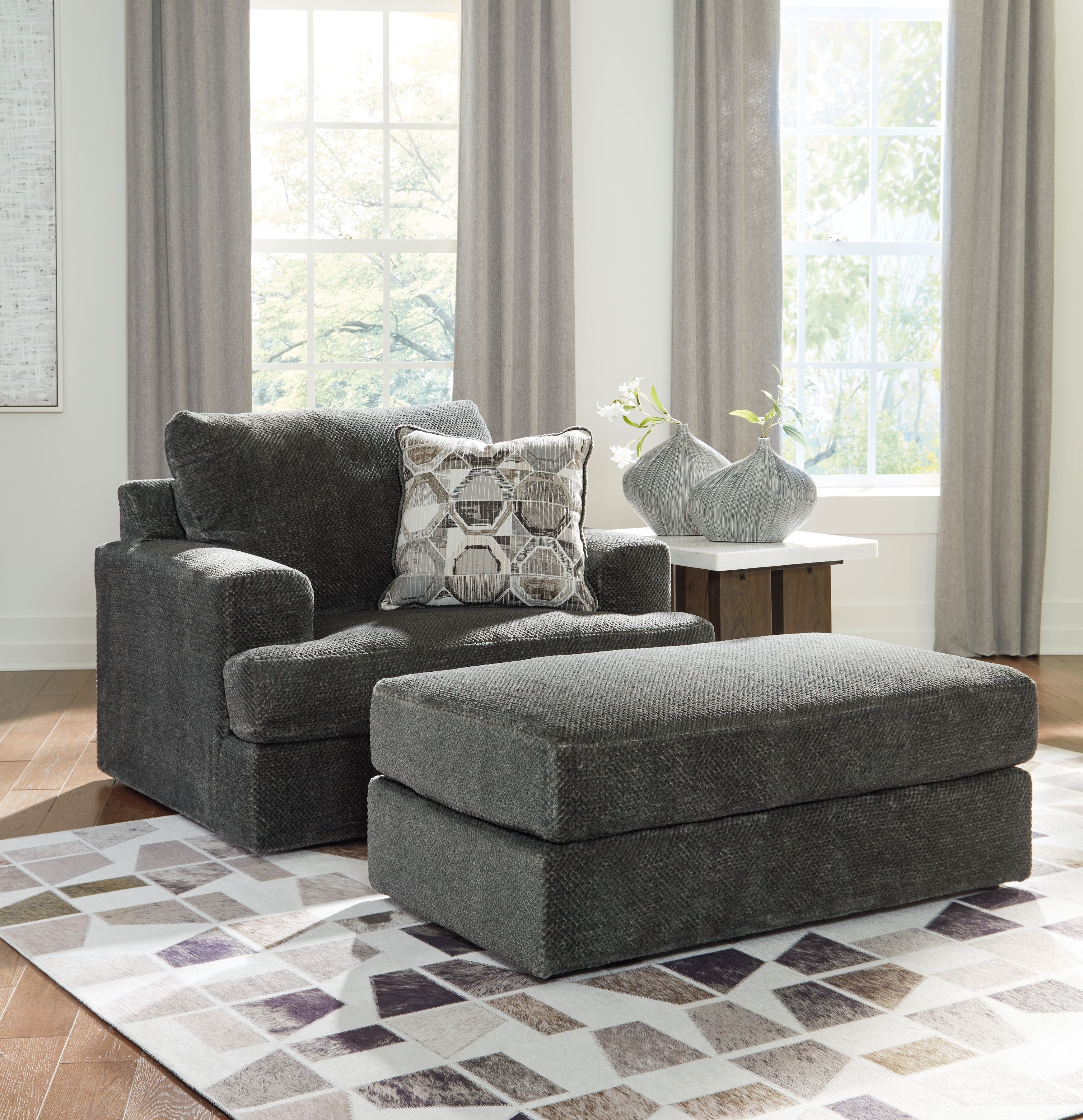 Gray best sale ottoman chair